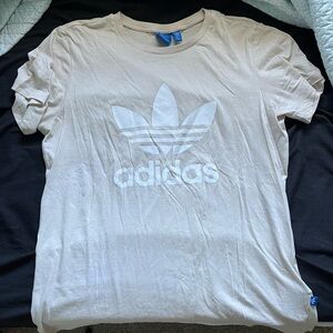 Adidas Men's Off-White Cream Trefoil Tee Small